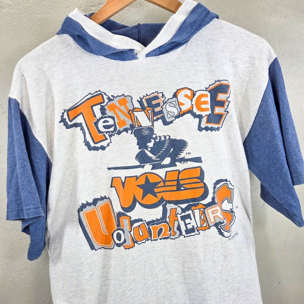 Vintage 90s Tennessee Vols Short Sleeve Hooded Tee Sz L